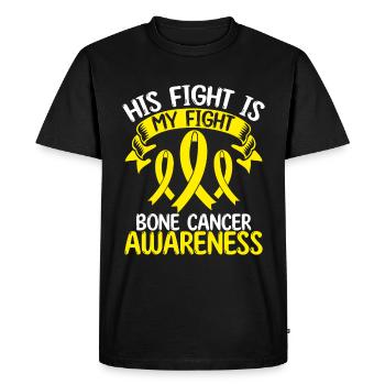 Mois du ruban du cancer des os Son combat est mon combat - T-shirt Premium bio Homme - noir - Devant - Nico (187cm)