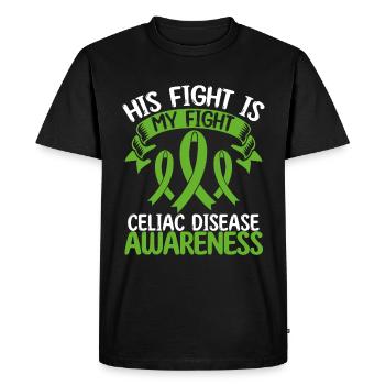 Mois du ruban de la maladie cœliaque Son combat est mon combat - T-shirt Premium bio Homme - noir - Devant - Nico (187cm)
