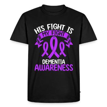 Mois du ruban de la démence Son combat est mon combat - T-shirt Premium bio Homme - noir - Devant - Nico (187cm)