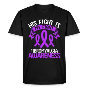Fibromyalgia Ribbon Month His Fight is my Fight - Men's Premium Organic T-Shirt - black - Front - Nico (187cm)