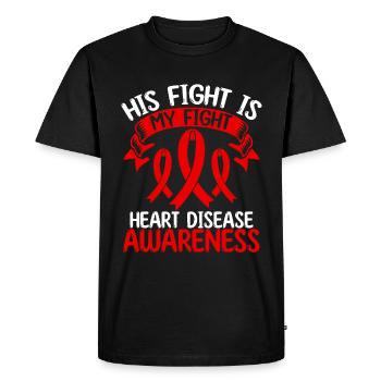 Mois du ruban des maladies du cœur Son combat est mon combat - T-shirt Premium bio Homme - noir - Devant - Nico (187cm)