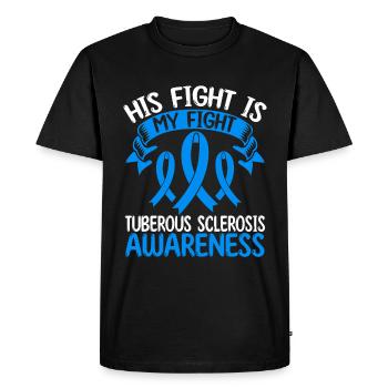 Tuberous Sclerosis Ribbon His Fight is my Fight - Men's Premium Organic T-Shirt - black - Front - Nico (187cm)