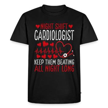 Night Shift Cardiologist Keep them beating - Men's Premium Organic T-Shirt - black - Front - Nico (187cm)