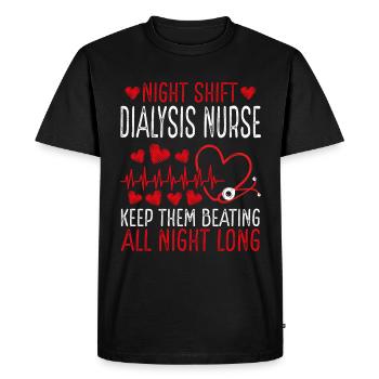 Infirmière de nuit en dialyse Gardez-les battre - T-shirt Premium bio Homme - noir - Devant - Nico (187cm)