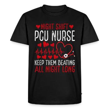 Infirmière de l’unité de soins progressifs de nuit - T-shirt Premium bio Homme - noir - Devant - Nico (187cm)
