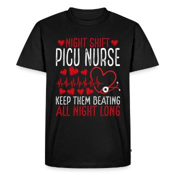 Night Shift PICU Nurse Keep them beating - Men's Premium Organic T-Shirt - black - Front - Nico (187cm)