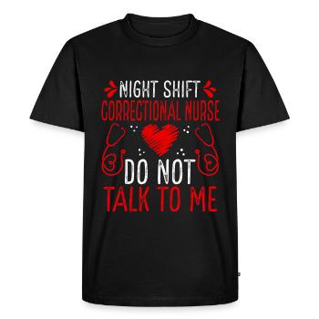 Infirmière correctionnelle de nuit Ne me parlez plus - T-shirt Premium bio Homme - noir - Devant - Nico (187cm)