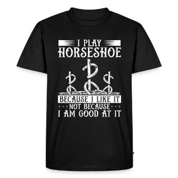 Horseshoe Pitching Thrower Game Toss Tosser - Men's Premium Organic T-Shirt - black - Front - Nico (187cm)