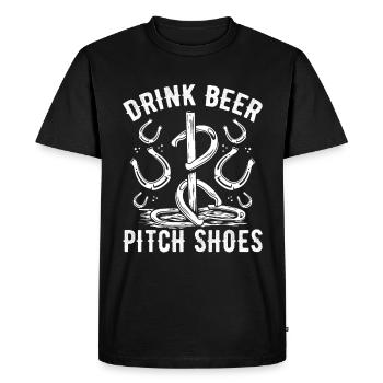 Horseshoe Pitching Drink Beer Pitch Shoes Tosser - Men's Premium Organic T-Shirt - black - Front - Nico (187cm)
