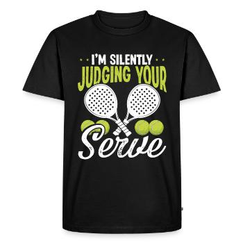 Match de joueur de paddle-tennis Juger silencieusement le service - T-shirt Premium bio Homme - noir - Devant - Nico (187cm)