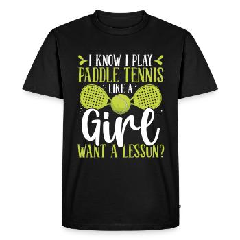 Joueur de paddle-tennis Match Play comme une fille - T-shirt Premium bio Homme - noir - Devant - Nico (187cm)