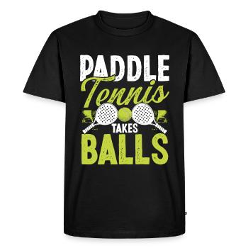 Joueur de paddle-tennis Match Paddle prend des balles - T-shirt Premium bio Homme - noir - Devant - Nico (187cm)