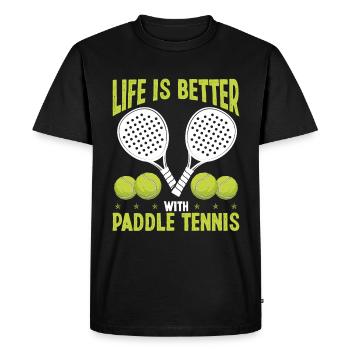 Match de joueur de paddle-tennis La vie est meilleure avec - T-shirt Premium bio Homme - noir - Devant - Nico (187cm)