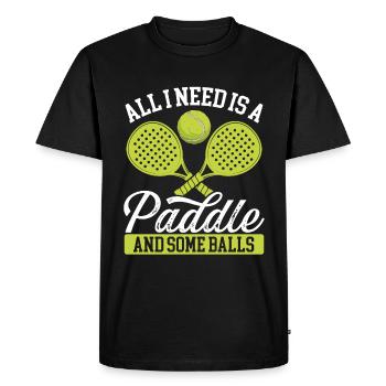 Match de joueur de paddle-tennis Tout ce dont j’ai besoin Balles - T-shirt Premium bio Homme - noir - Devant - Nico (187cm)