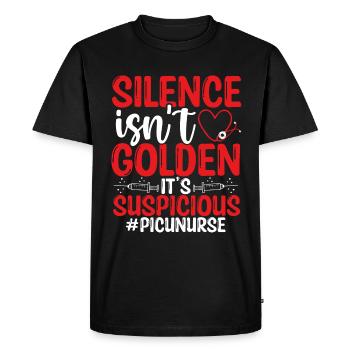 Picu Nurse Silence is Suspicious Nursing - Men's Premium Organic T-Shirt - black - Front - Nico (187cm)