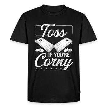 Cornhole Game Toss if youre corny Cornhole TossCo - Men's Premium Organic T-Shirt - black - Front - Nico (187cm)