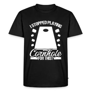 Cornhole Player J’ai arrêté de jouer Cornhole Team - T-shirt Premium bio Homme - noir - Devant - Nico (187cm)