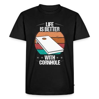 Cornhole Player Life is better with Cornhole Team - Men's Premium Organic T-Shirt - black - Front - Nico (187cm)