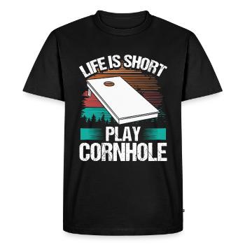 Cornhole Player Life is short Tosser Cornhole Team - Men's Premium Organic T-Shirt - black - Front - Nico (187cm)