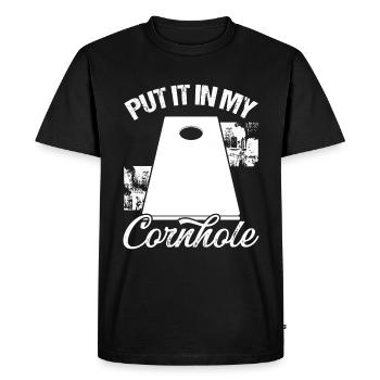 Cornhole Player Partner Put it in my Cornhole Team - Men's Premium Organic T-Shirt - black - Front - Nico (187cm)