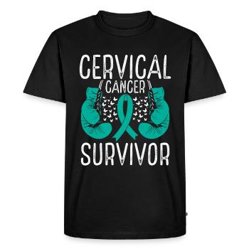 Cervical Cancer Survivor Awareness Ribbon Gloves - Men's Premium Organic T-Shirt - black - Front - Nico (187cm)