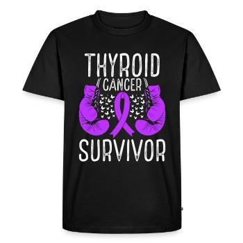 Thyroid Cancer Survivor Awareness Ribbon Gloves - Men's Premium Organic T-Shirt - black - Front - Nico (187cm)