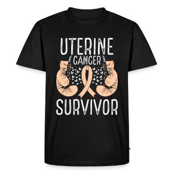 Uterine Cancer Survivor Awareness Ribbon Gloves - Men's Premium Organic T-Shirt - black - Front - Nico (187cm)
