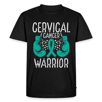 Cervical Cancer Warrior Awareness Ribbon Gloves - Men's Premium Organic T-Shirt - black - Front - Nico (187cm)