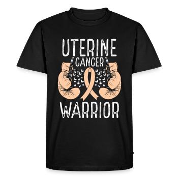 Uterine Cancer Warrior Awareness Ribbon Gloves - Men's Premium Organic T-Shirt - black - Front - Nico (187cm)
