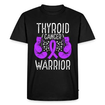 Thyroid Cancer Warrior Awareness Ribbon Gloves - Men's Premium Organic T-Shirt - black - Front - Nico (187cm)