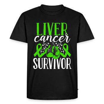 Liver Cancer Awareness Ribbon Gloves Survivor - Men's Premium Organic T-Shirt - black - Front - Nico (187cm)