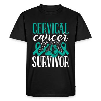 Cervical Cancer Awareness Ribbon Gloves Survivor - Men's Premium Organic T-Shirt - black - Front - Nico (187cm)