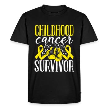 Childhood Cancer Awareness Ribbon Gloves Survivor - Men's Premium Organic T-Shirt - black - Front - Nico (187cm)