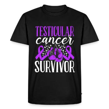 Gants de sensibilisation au cancer du testicule Survivant - T-shirt Premium bio Homme - noir - Devant - Nico (187cm)