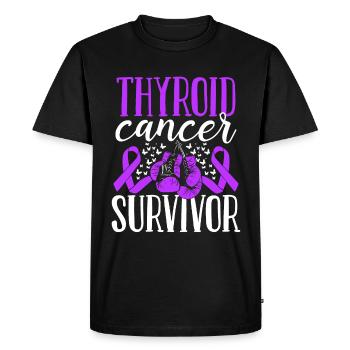 Thyroid Cancer Awareness Ribbon Gloves Survivor - Men's Premium Organic T-Shirt - black - Front - Nico (187cm)