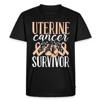 Gants de sensibilisation au cancer de l’utérus Survivante - T-shirt Premium bio Homme - noir - Devant - Nico (187cm)
