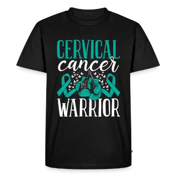 Cervical Cancer Awareness Ribbon Gloves Warrior - Men's Premium Organic T-Shirt - black - Front - Nico (187cm)