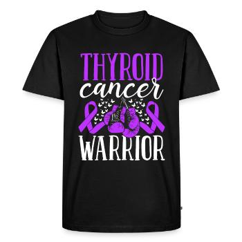 Thyroid Cancer Awareness Ribbon Gloves Warrior - Men's Premium Organic T-Shirt - black - Front - Nico (187cm)