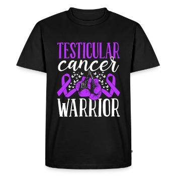 Testicule Cancer Awareness Ribbon Gants Warrior - T-shirt Premium bio Homme - noir - Devant - Nico (187cm)