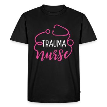 Appréciation infirmière en traumatologie Stéthoscope cardiaque - T-shirt Premium bio Homme - noir - Devant - Nico (187cm)
