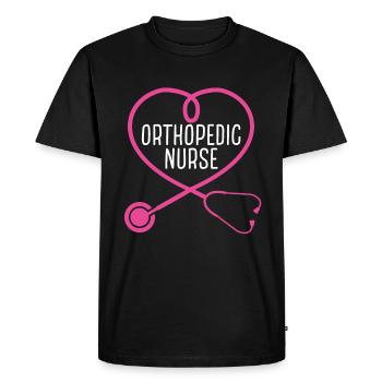 Orthopedic Nurse Stethoscope Appreciation Heart - Men's Premium Organic T-Shirt - black - Front - Nico (187cm)