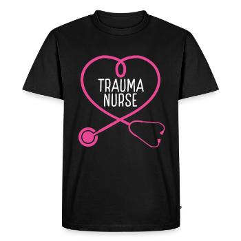 Infirmière en traumatologie Stéthoscope Appréciation Coeur - T-shirt Premium bio Homme - noir - Devant - Nico (187cm)