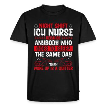 Infirmière de l'unité des soins intensifs de nuit - T-shirt Premium bio Homme - noir - Devant - Nico (187cm)