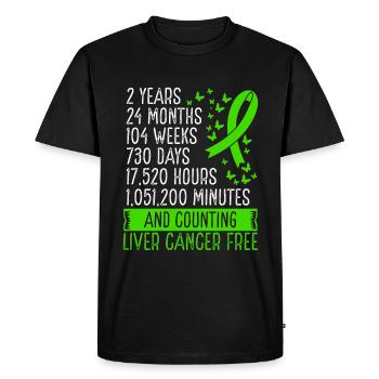 2 Years Liver Cancer Free Ribbon Movement - Men's Premium Organic T-Shirt - black - Front - Nico (187cm)