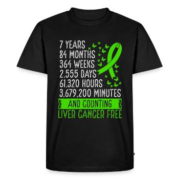 7 Years Liver Cancer Free Ribbon Movement - Men's Premium Organic T-Shirt - black - Front - Nico (187cm)