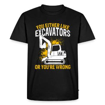 Ouvrier opérateur d'excavatrice creuser - T-shirt Premium bio Homme - noir - Devant - Nico (187cm)