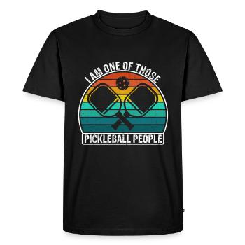 Joueur de pickleball, je fais partie de ces gens qui pagaient - T-shirt Premium bio Homme - noir - Devant - Nico (187cm)