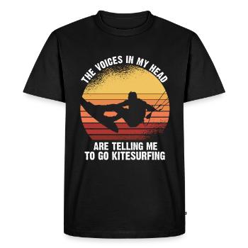 Des voix de kitesurf dans ma tête me disent d'y aller - T-shirt Premium bio Homme - noir - Devant - Nico (187cm)