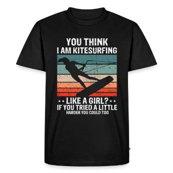 Kitesurf comme une fille Kitesurf Kite - T-shirt Premium bio Homme - noir - Devant - Nico (187cm)