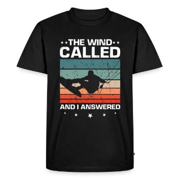 Kitesurf Wind a appelé j'ai répondu Kiteboarding - T-shirt Premium bio Homme - noir - Devant - Nico (187cm)